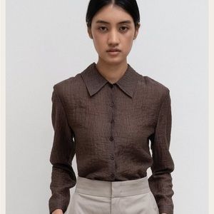 AMOMENTO brown wrinkle shirt